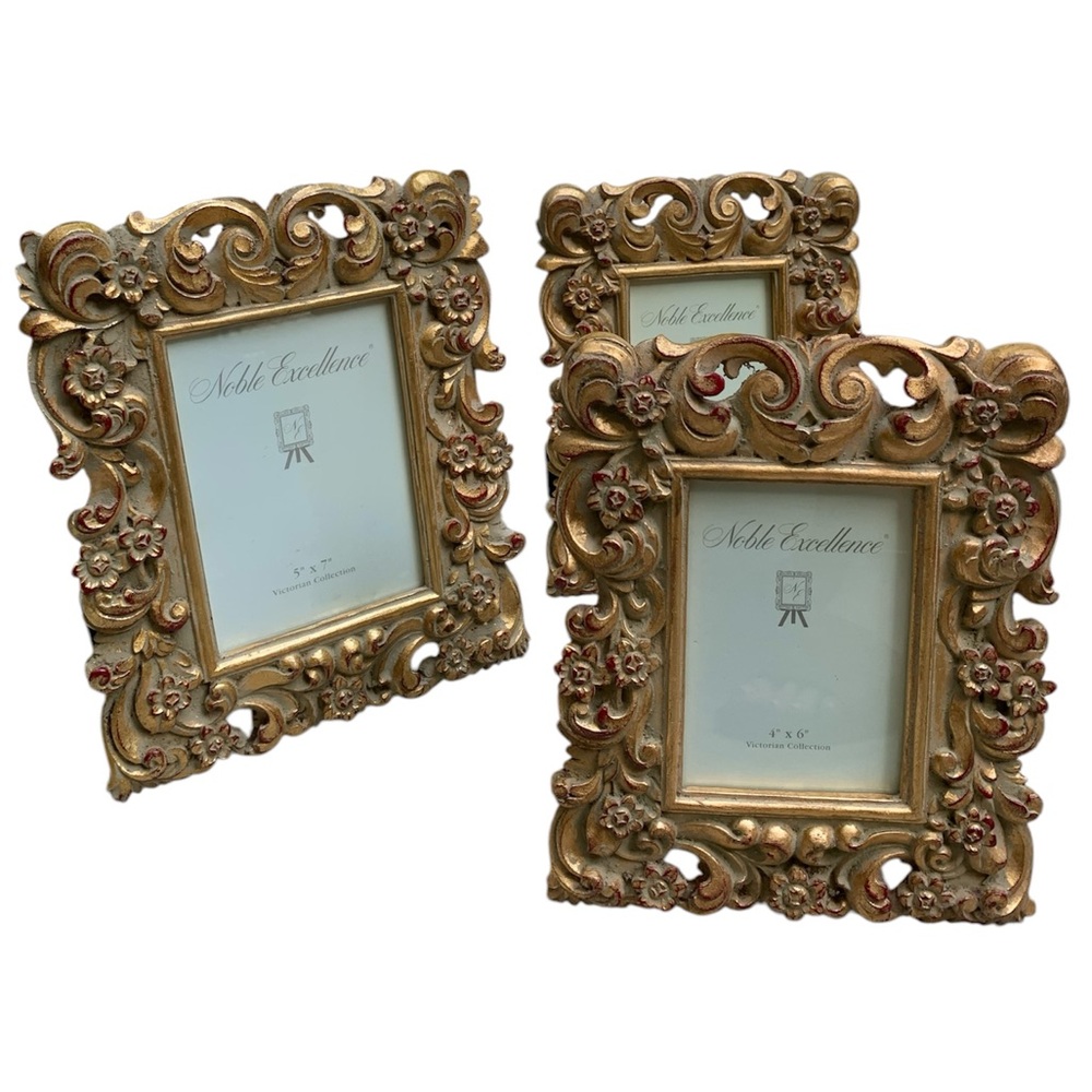 Set of Three Elegant Ornate Baroque Photo Frames